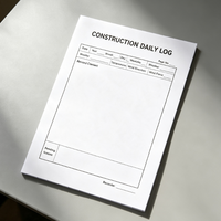 Carnet de bord de chantier personnalisé à une page pour l'enregistrement des travaux et la documentation des questions en instance
