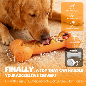 Jouet à mâcher pour chien en forme d'os, distributeur de friandises, sans BPA, résistant aux morsures, jouet de nettoyage des dents, jouet de puzzle pour chiens d'intérieur - Product Image 3