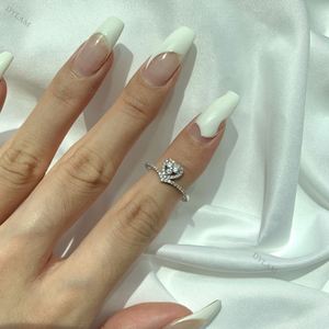 Dylam Heart Shape Clear Gemstone With S925 Size 6 to <b>9</b> Crown Curve Rings - Product Image 5