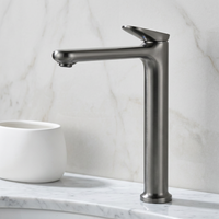 Robinet mitigeur haut de gamme gris bronze en laiton, monocommande, à poser sur comptoir, pour eau chaude et froide, pour lavabo de salle de bain