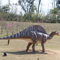 Grand modèle animatronique de Spinosaurus grandeur nature, dinosaure simulé qui bouge et ronronne, pour la décoration d'entrée de parc à thème, usage commercial