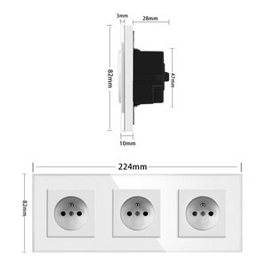 French Wall <b>Socket</b> 82mm Tempered Glass Panel 16A 250V Round Base Box Home Use - Product Image 3