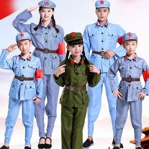Yiku-Conjunto de disfraces militares para niños, uniformes del Ejército Rojo para actuaciones en escenario, pantalones deportivos de tela Oxford de estilo chino, primavera 2021 - Product Image 1