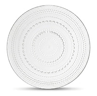 Assiettes rondes en verre transparent de 13 pouces, écologiques, modernes, à motifs personnalisés, pour mariage, fête, usage domestique