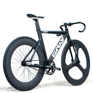Bicicletta Grigia 700C a Scatto Fisso, <span class=keywords><strong>Bici</strong></span> <span class=keywords><strong>da</strong></span> Strada a Velocità Singola in Lega di Alluminio con Set di Ruote a 3 Razze in Fibra di Carbonio - Product Image 5