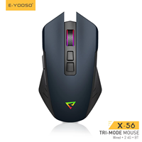 Ratón Inalámbrico para Juegos, Tri-Modo, 2.4G, BT, Cableado, RGB, 9 Botones, 220IPS, Programable, Recargable, con Logotipo Personalizado OEM