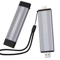 Casing Eksternal SSD M.2 NVME USB3.1 Tipe-A + USB 3.2 Gen 2 Tipe C 10G M2 M-KEY NVME ke Kotak Adaptor USB Chip JMS583 Strap