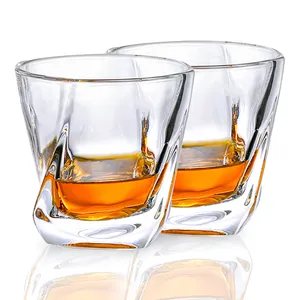 免费样品创意奢华水晶威士忌酒杯200毫升无铅扭曲威士忌酒杯家庭派对酒吧