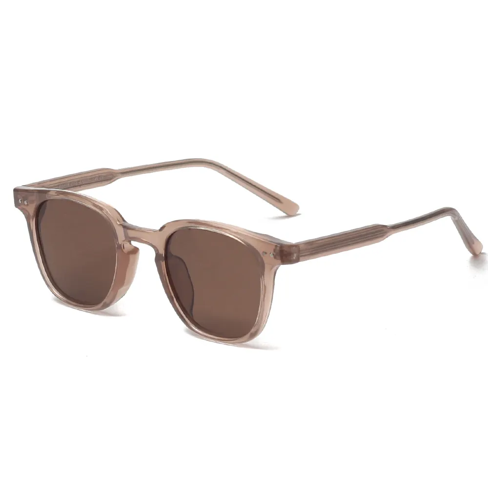 TR90 square ladies sun glasses handmade uv400 rivet korean style polarized sunglasses men black brown