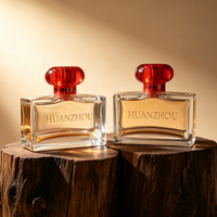 Flacon de parfum carré personnalisé de haute qualité, 100 ml, rechargeable, brun givré, avec couvercle coloré