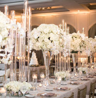 Décoration de maison lumière acrylique 9 têtes candélabres bougeoirs pour table de mariage centre de table fleur support candélabre