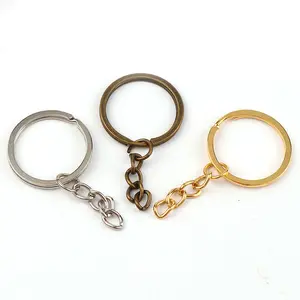 Keychain Wholesale Top Quality 28Mm Nickel Color Metal Keychain With 4-Link Torsion Chain Diy Keychain Hardware Key Ring With Chain