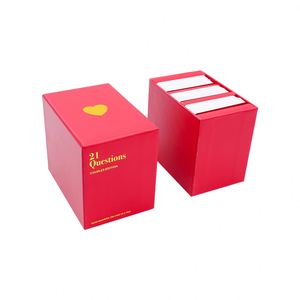 Juego de Cartas 21 Preguntas Edición Parejas, Caja Roja con Corazón en Lámina Dorada, Juego de Cartas Portátil para Fiestas - Product Image 3