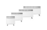 4 tailles, chauffage électrique à convection mural autoportant, fin, blanc, à sortie d'air large, avec quatre roulettes universelles
