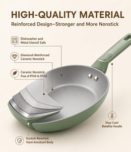 Padella Antiaderente con Rivestimento Ceramico Salutare, Non Tossico, Adatto a Tutti i Tipi di Fornelli, Senza PTFE, Disponibile OEM - Product Image 5