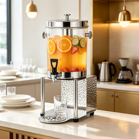 Serveur de boissons en acier inoxydable FLEY avec robinet et support surélevé pour restaurant, hôtel, service événementiel