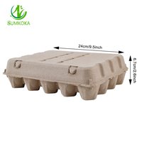 SUMKOKA 9,5*16,6 pouces, plateau d'emballage pour œufs de volaille en pulpe moulée de papier recyclé, 20 cavités, biodégradable, jetable