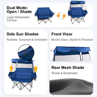 Chaise de plage pliante d'extérieur double pour le loisir, chaise de camping portable avec auvent – Offre Spéciale