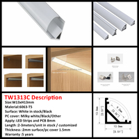 Profilé LED d'angle en alliage d'aluminium série 6000 certifié CE, directement de l'usine, pour la décoration intérieure des armoires