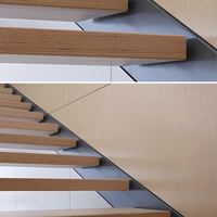 Escalier de villa flottante moderne en acier inoxydable 304 et verre trempé, escalier intérieur préfabriqué durable