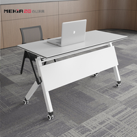 Table d'entraînement pliante de couleur blanche avec roulettes, en bois, design minimaliste, bureau pliable pour le bureau et l'école