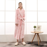 Peignoir long en flanelle chaud de luxe pour les amoureux de l'hiver, femmes et hommes, peignoir de nuit épais, kimono, robe de chambre, vêtements de maison WR09