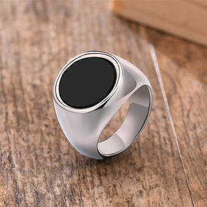 Черные эмалевые кольца из нержавеющей стали, серебряная вывеска, массивное кольцо на палец для мужчин - Product Image 2