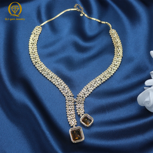 Collar de Lujo con Diseño de Diamantes de Laboratorio en Oro de 18K, Corte Marquesa, Colgante con Incrustaciones de Diamantes, Gema Central de Topacio Amarillo, Joyería de Boda para Mujer - Product Image 4