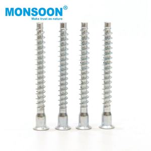 Connecteur de meubles, vis à tête hexagonale en acier, vis de fixation, extrémité plate, zinguée, 5x50 mm, classe 4.8/6.8, filetage standard métrique - Product Image 1