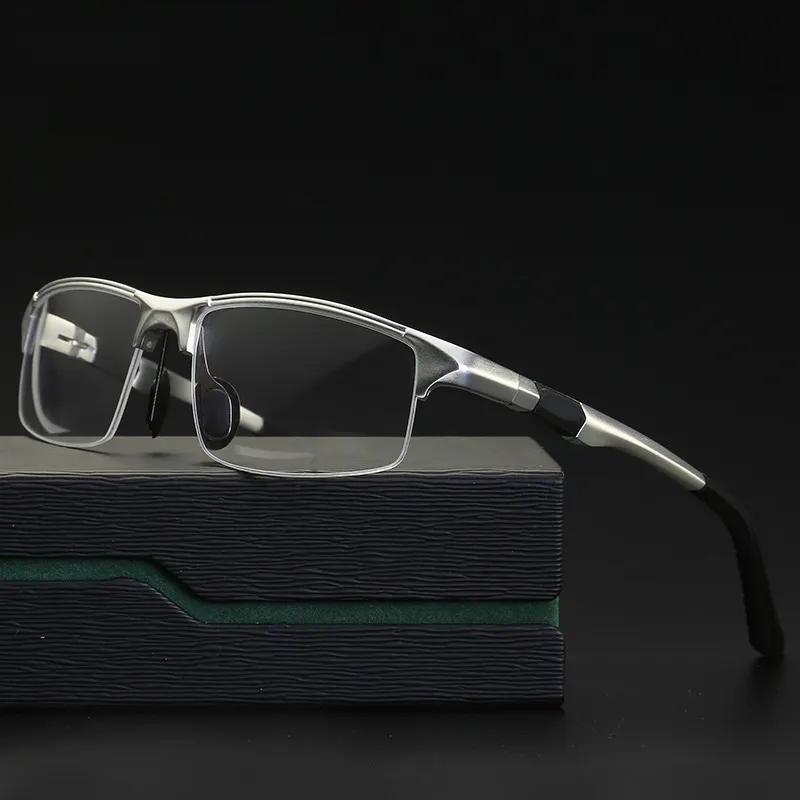 Nieuwe Sport Half Frame Optische Bril Frame Effen Bril Zonnebril Voor Heren Aluminium Bijziendheid Bril