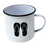 Mug à café en émail métallique de petite taille avec logo personnalisé par sublimation, 8oz, 9oz, 10oz, avec bord en acier pour le camping