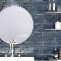 Carrelage mural bleu 150x300mm de style vintage, nouveau carrelage d'art pour décoration murale