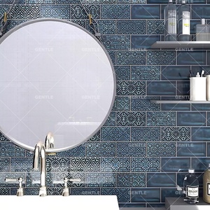 Phong cách cổ điển 150x300mm gạch ốp tường màu xanh gạch nghệ thuật mới để trang trí tường - Product Image 4