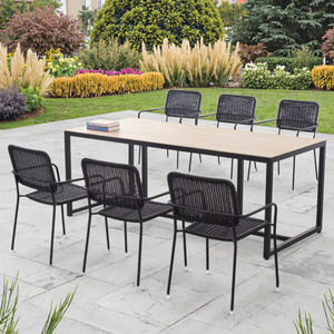 Ensemble de table et chaises de café rectangulaires en fer, résistantes à l'eau, durables et anti-UV, pour usage hôtelier - Product Image 4