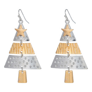 Handmade Christmas <b>Tree</b> Drop Earrings Zinc Alloy Star Shape Geometric Design Ear Hook Earrings For Holiday Fashion - Product Image 3