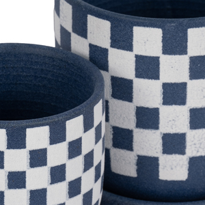 Vasi per Piante Rotondi con Motivo a Scacchi in Ceramica Stoneware per Decorazione Casa e Giardino - Product Image 5