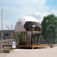 Tente de maison de dôme géodésique de glamping en verre à deux niveaux de haute qualité