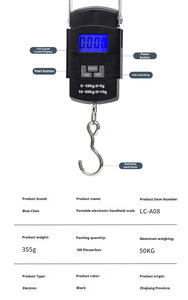 Báscula Digital Portátil para Equipaje, 50 kg, Negra, con Pantalla Digital y Gancho, Mini, Venta al Por Mayor - Product Image 3