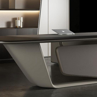 Bureau de direction en forme de L de luxe moderne, élégant, en bois, mobilier de bureau pour manager, pour patron, pour bureau de direction
