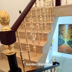 درابزين سلالم من سبائك الألومنيوم على الطراز الأوروبي، مناسب للمنازل الريفية ذاتية البناء والفيلات، درابزين بتصميم صيني جديد منحني وحلزوني قابل للتركيب الذاتي - Product Image 3