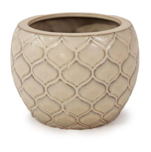 Pot de fleurs en céramique léger et écologique avec un design rustique, pot sur pied pour l'intérieur/l'extérieur, pour le jardin et la terrasse - Product Image 1