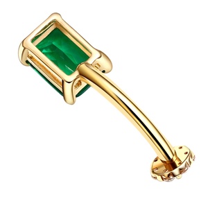 Piercing Stories Anneau de nombril classique en or jaune 14 carats plaqué or avec zircon pour enfants, bijoux de piercing corporel - Product Image 2