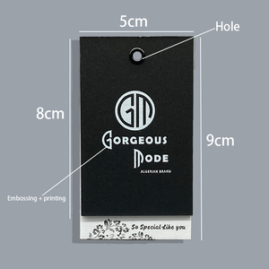 Papel negro de alta calidad de lujo en relieve impreso Logo etiqueta colgante ecológica para ropa bolsos zapatos - Product Image 2