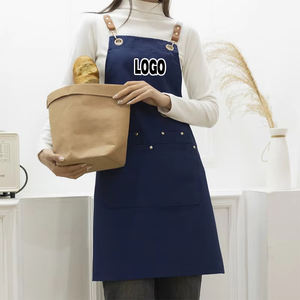 Tablier imperméable en toile à dos croisé pour hommes et femmes, uniforme de cuisine pour <span class=keywords><strong>chef</strong></span>, barbecue, restaurant, travail - Product Image 1