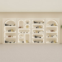 Meuble de présentation personnalisé en bois durable, style crème, pour cosmétiques et soins de la peau, idéal pour salons de beauté, studios de diffusion en direct, centres commerciaux et hôtels