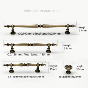 Vintage Antique Brass <strong>Cabinet</strong> Handles Solid Zamak Ornate Spindle Drawer Pulls Traditional Wardrobe Kitchen Furniture Hardware - Product Image 3