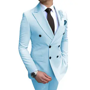 Xxs-7XL גברים של חליפת שתי-חתיכות כחול ארוך שרוול דש בלייזר עם מכנסיים סטים עבור זכר אופנה קלאסי חליפה מעילי מכנסיים תלבושת