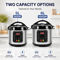 Cuisinière électrique à pression avec 16 programmes de cuisson, 5L 6L, multifonction, 1000W, acier inoxydable, logo personnalisé, CE CB OEM ODM