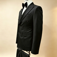 Jas Pria Ukuran Besar untuk Pernikahan Formal 2 Potong Model Double Breasted Bahan Bernapas Tuxedo Pengantin Pria untuk Pesta Malam dan Bisnis
