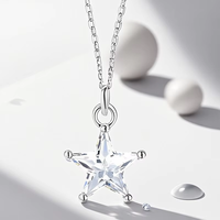Collier en argent 925 pour femme, collier en argent sterling plaqué or avec zircone cubique, collier étoile mignon